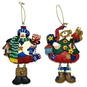 Holiday Christmas Wall Tree Hanging  Bear & Penguin  Ceramic Figures Decoration